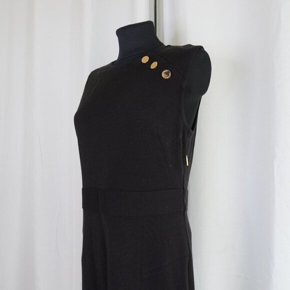 Tory Burch Black Wool Blend Sleeveless Sheath Dress Sz M - Picture 7 of 10